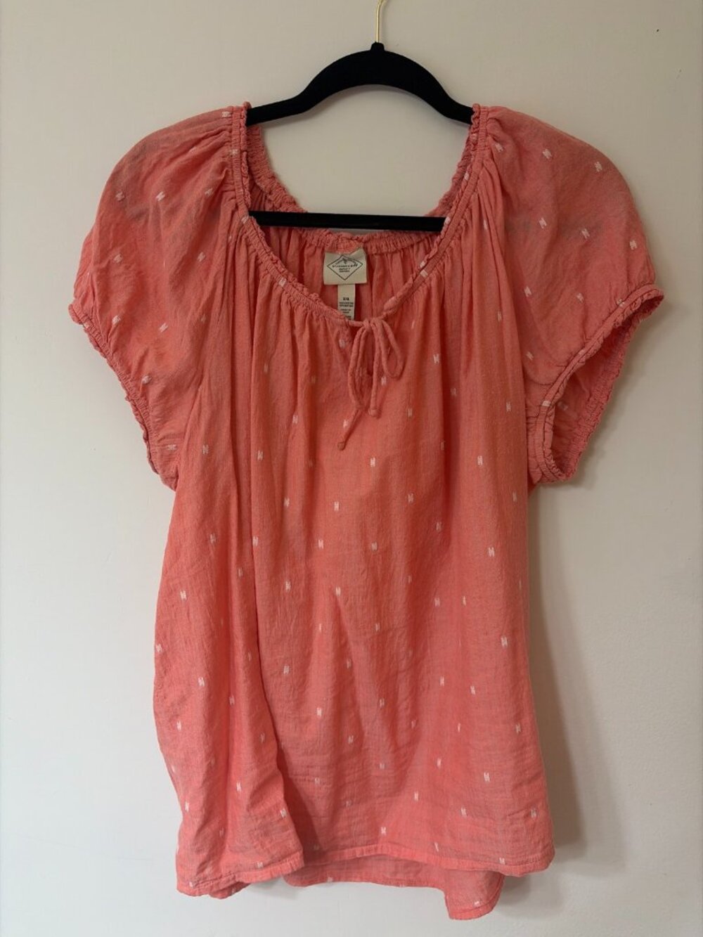 St. John's Bay Coral Peasant Blouse Embroidered Dots - Size XXL
